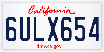 CA license plate 6ULX654