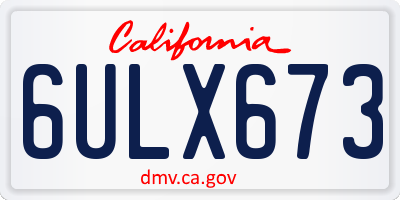 CA license plate 6ULX673