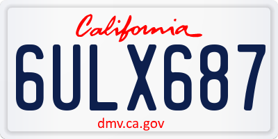 CA license plate 6ULX687