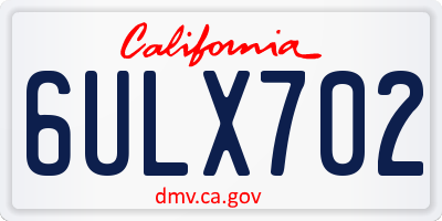 CA license plate 6ULX702