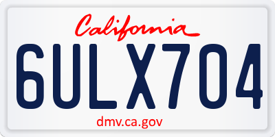 CA license plate 6ULX704