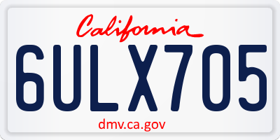 CA license plate 6ULX705