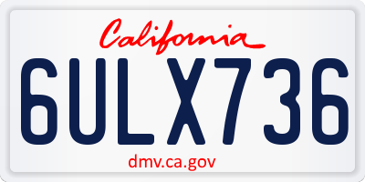CA license plate 6ULX736