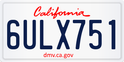 CA license plate 6ULX751
