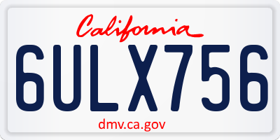 CA license plate 6ULX756