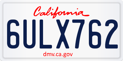 CA license plate 6ULX762