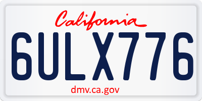 CA license plate 6ULX776