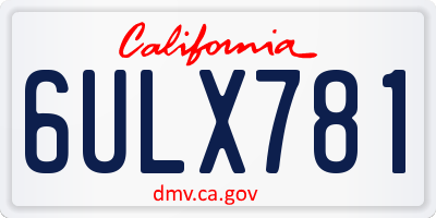 CA license plate 6ULX781
