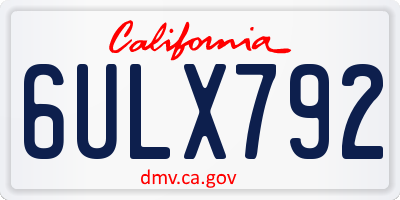 CA license plate 6ULX792