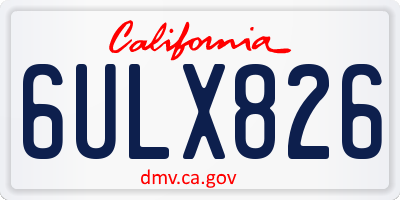 CA license plate 6ULX826