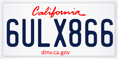 CA license plate 6ULX866