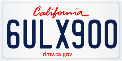 CA license plate 6ULX900