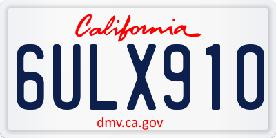 CA license plate 6ULX910