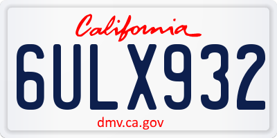 CA license plate 6ULX932