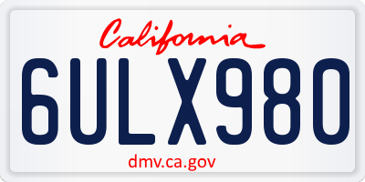 CA license plate 6ULX980