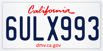 CA license plate 6ULX993