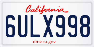 CA license plate 6ULX998
