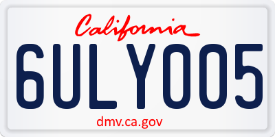 CA license plate 6ULY005