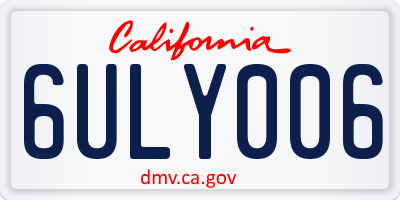 CA license plate 6ULY006