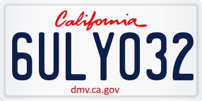 CA license plate 6ULY032