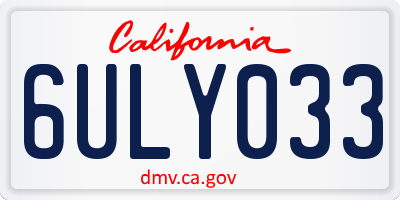 CA license plate 6ULY033
