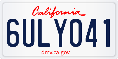 CA license plate 6ULY041