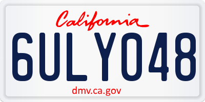 CA license plate 6ULY048