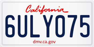 CA license plate 6ULY075