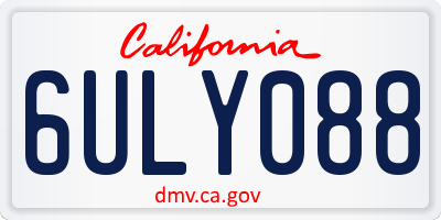 CA license plate 6ULY088