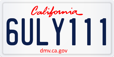 CA license plate 6ULY111