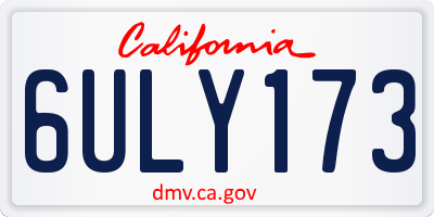 CA license plate 6ULY173