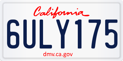 CA license plate 6ULY175