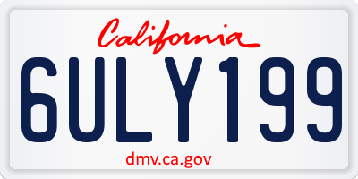 CA license plate 6ULY199