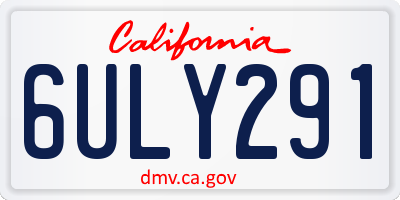 CA license plate 6ULY291