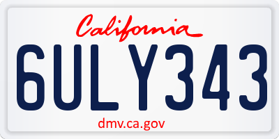 CA license plate 6ULY343