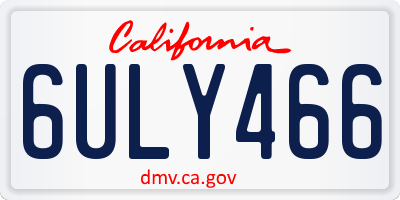 CA license plate 6ULY466