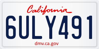 CA license plate 6ULY491