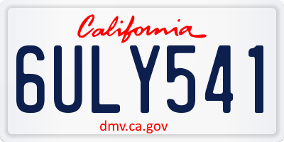 CA license plate 6ULY541