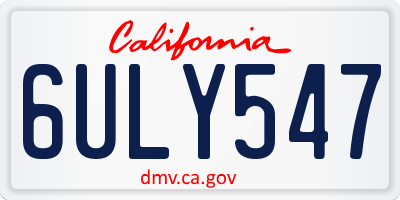 CA license plate 6ULY547