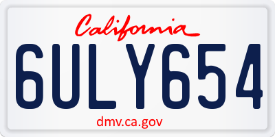 CA license plate 6ULY654