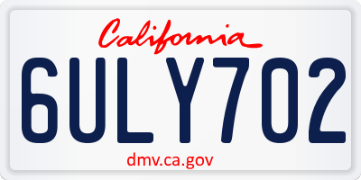 CA license plate 6ULY702