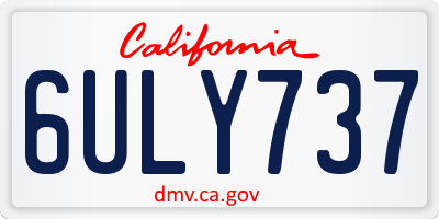 CA license plate 6ULY737