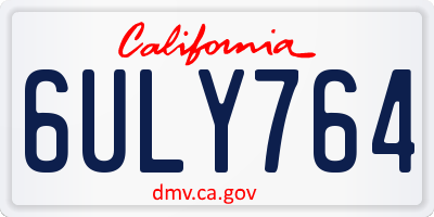 CA license plate 6ULY764