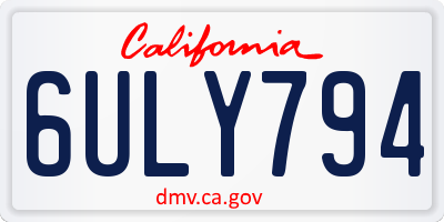 CA license plate 6ULY794