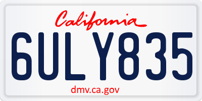 CA license plate 6ULY835