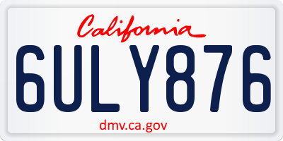 CA license plate 6ULY876