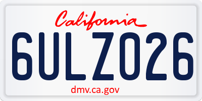 CA license plate 6ULZ026