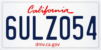 CA license plate 6ULZ054