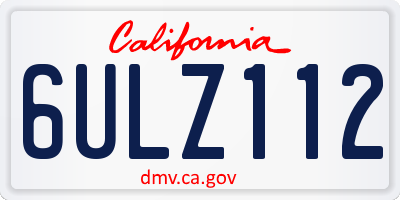 CA license plate 6ULZ112