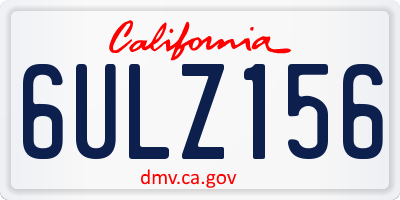 CA license plate 6ULZ156